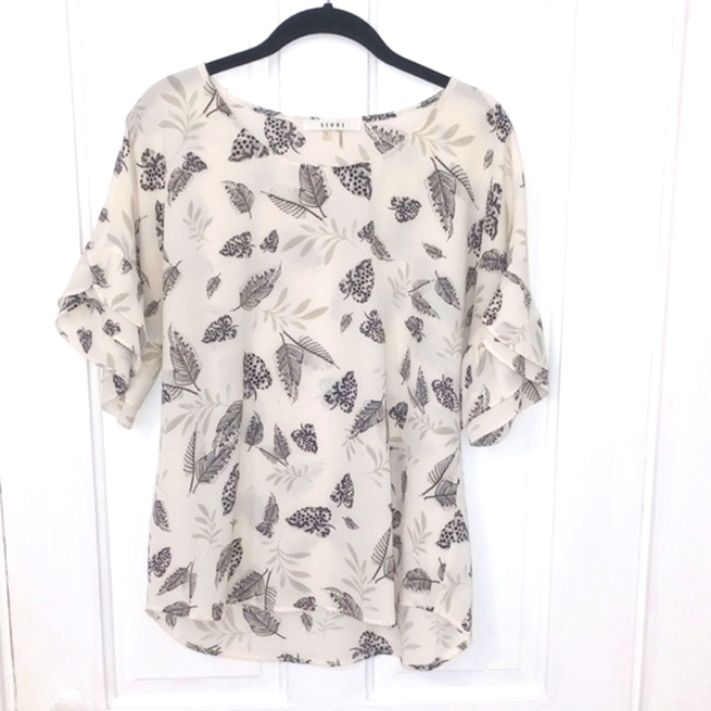 Feather/Leaf Print Women Top